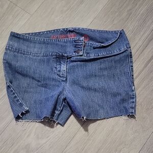 New York & Company Blue Jean Shorts Distressed Mid-Length